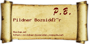 Pildner Bozsidár névjegykártya